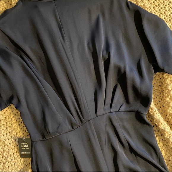 Express Blue 3/4 Sleeve Button Down Collared Midi Dress - Picture 5 of 10